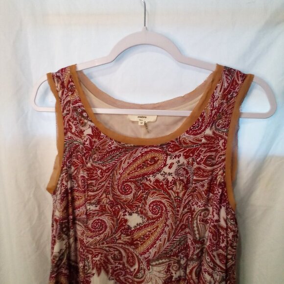 Entro Dress Women M Sleeveless Asymmetrical Hem Paisley Print Flowing Red Brown - Picture 9 of 15